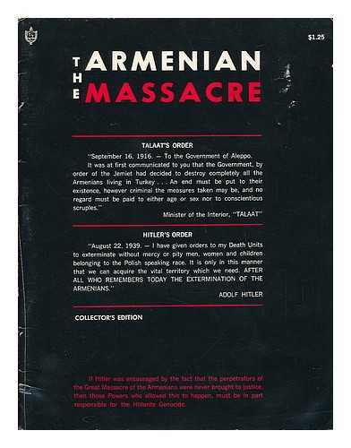 NAZER, JAMES (COMP. & ILLUS. ) - The Armenian Massacre Excerpt From, 'The First Genocide of the 20th Century', ...