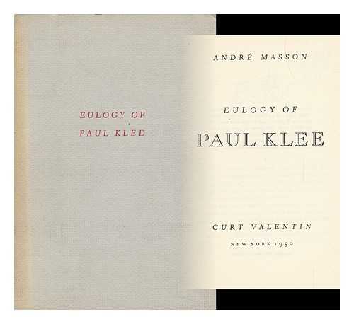 MASSON, ANDRE (1896-1987) - Eulogy of Paul Klee