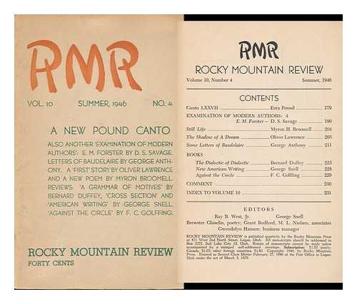 POUND, EZRA (ET AL. ) - RMR, Rocky Mountain Review, Volume 10, Number 4, Summer, 1946