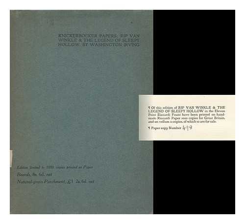 IRVING, WASINGTON - Knickerbocker Papers: Rip Van Winkle & the Legend of Sleepy Hollow