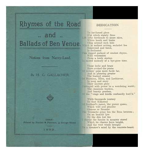 GALLACHER, H. G. - Rhymes of the Road and Ballads of Ben Venue; Notions from Navvy-Land