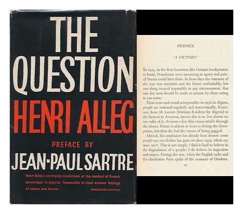 ALLEG, HENRI - The Question. Translated from the French by John Calder. Pref. by Jean-Paul Sartre