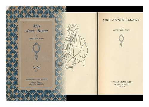 WEST, GEOFFREY (1900-?) - Mrs. Annie Besant