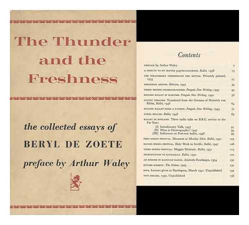DE ZOETE, BERYL - The Thunder and the Freshness ... with a Preface by Arthur Waley - [With Plates, Including a Portrait. ]