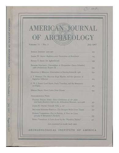ARCHAEOLOGICAL INSTITUTE OF AMERICA - American Journal of Archaeology, Volume 71, No. 3, July 1967