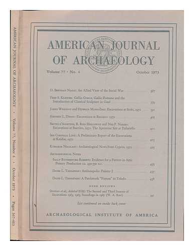 ARCHAEOLOGICAL INSTITUTE OF AMERICA - American Journal of Archaeology, Volume 77, No. 4, October 1973