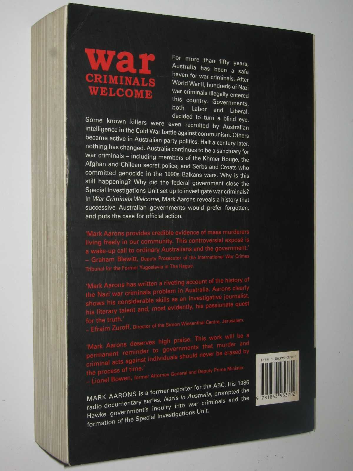 War Criminals Welcome by Mark Aarons Large PB 1863953701 Black Inc. - Picture 2 of 3