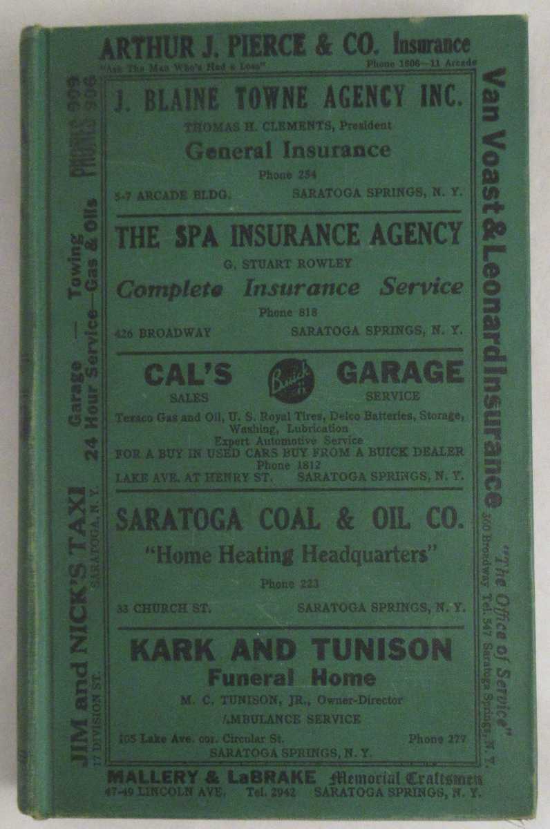 H. A. Manning Company - Manning's Saratoga Springs and Ballston Spa (New York) Directory for Year Beginning June, 1952
