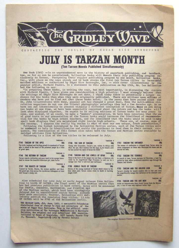 Image for The Gridley Wave: Contacting The Worlds of Edgar Rice Burroughs #10 ('zine. June 1963)
