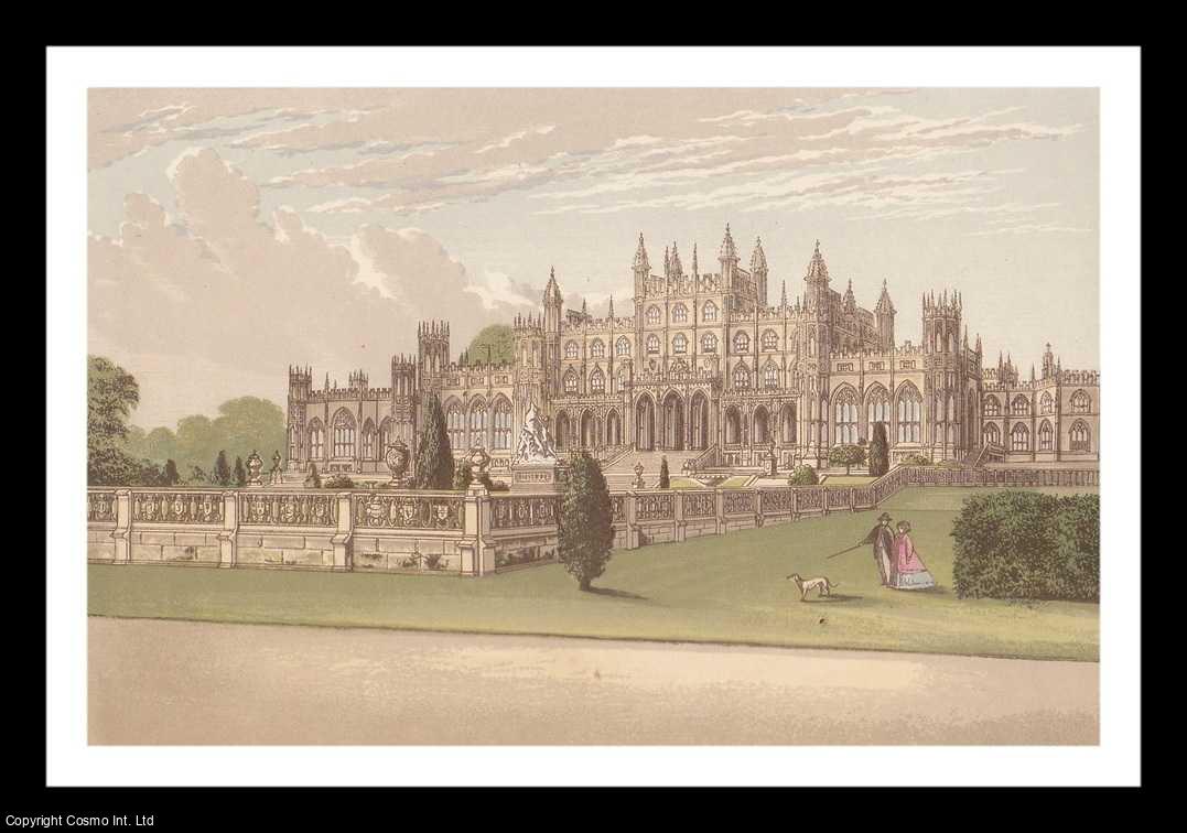 Francis Orpen Morris - Eaton Hall, near Chester, Cheshire. The House of the Dukes of Westminster. Antique Colour Print Published by William MacKenzie 1860.