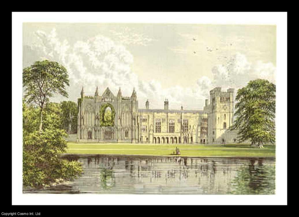 Francis Orpen Morris - Newstead Abbey, near Mansfield, Nottinghamshire. The House of the Webb family. Antique Colour Print. Published by William MacKenzie 1860.