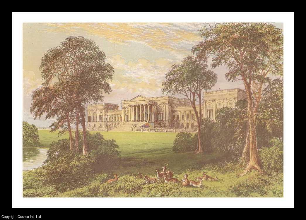 Francis Orpen Morris - Stowe Park, near Buckingham, Buckinghamshire. The House of the Duke and Marquis of Buckingham and Chandos. Antique Colour Print. Published by William MacKenzie 1860.