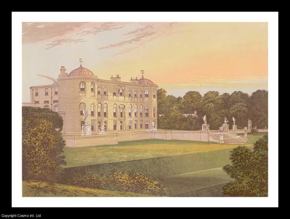 MORRIS, FRANCIS ORPEN - Powerscourt, near Enniskerry, County of Wicklow. The House of the Powerscourt family. Antique Colour Print.