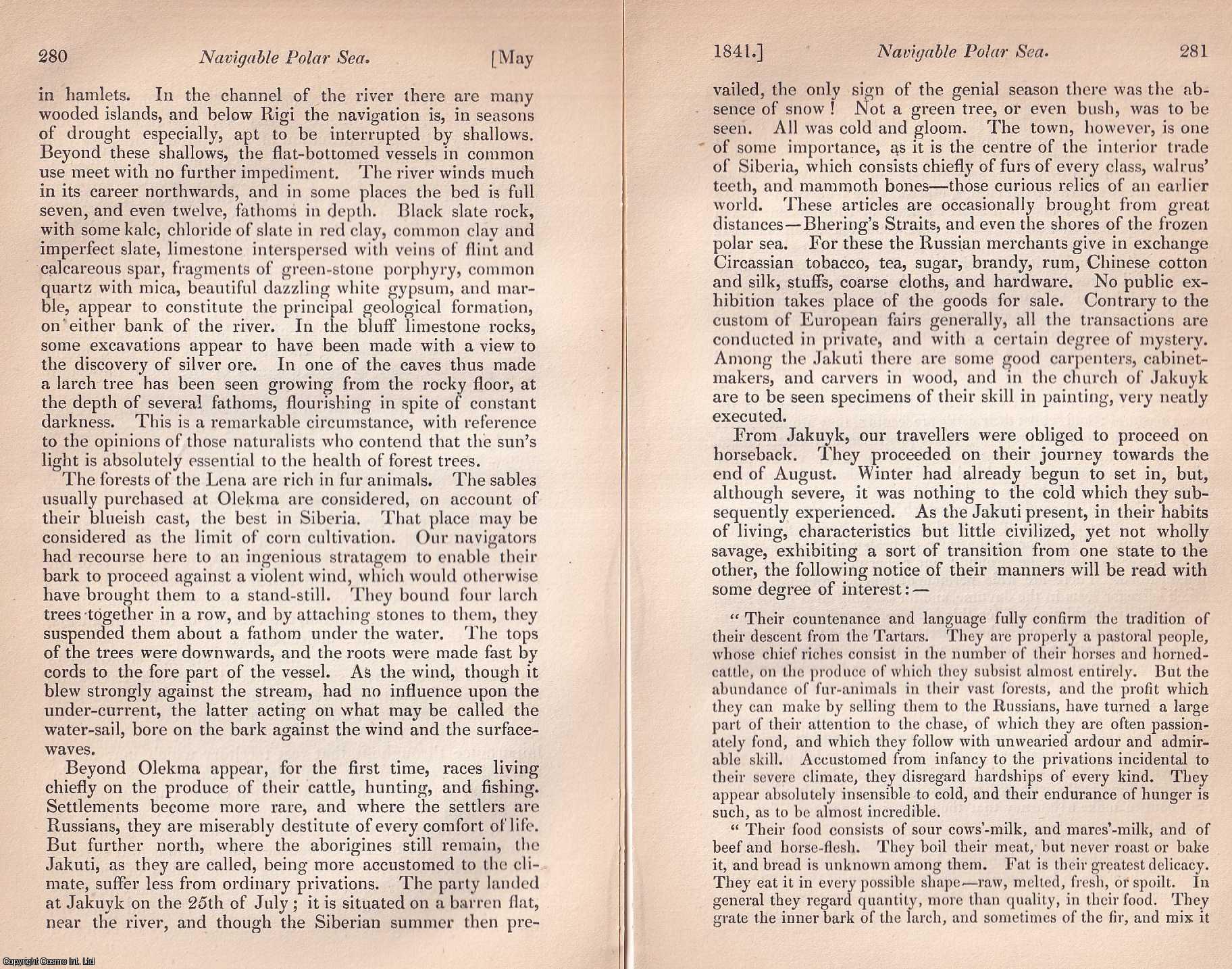 QUIN, M.J. - Navigable Polar Sea. Wrangel's Russian Naval Expedition to the Polar Sea. A review and summary with excerpts. A rare article from the Dublin Review, 1841.