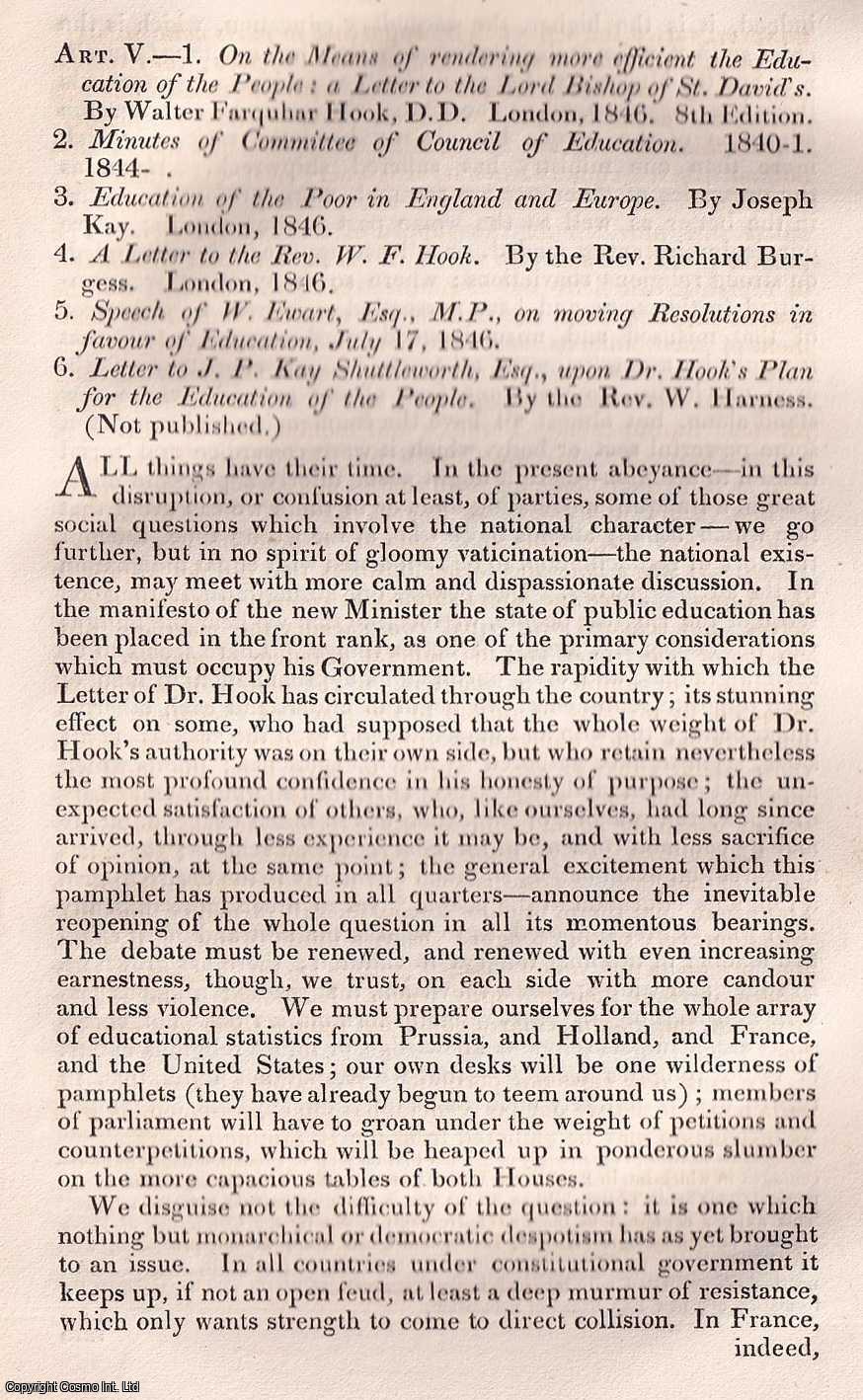 MILMAN, H.H. - Education for the people. A rare original article from the Quarterly Review, 1846.