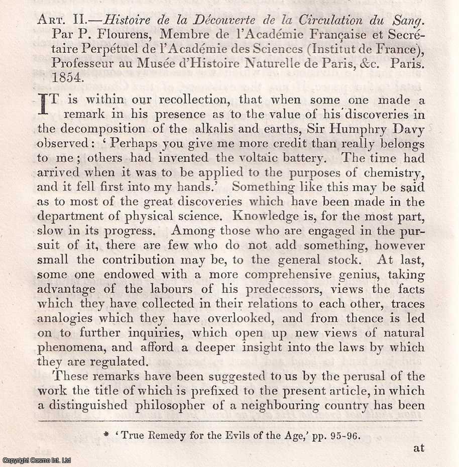 BRODIE, BENJAMIN C. - The circulation of the blood. A rare original article from the Quarterly Review, 1855.