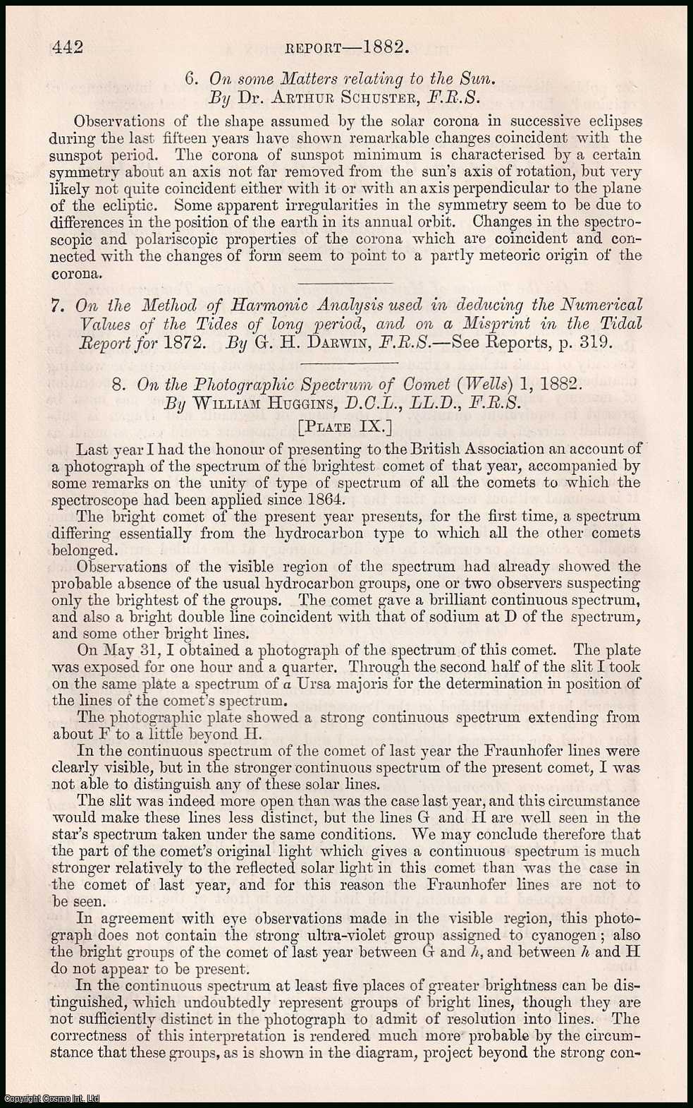 WILLIAM HUGGINS, D.C.L., LL.D., F.R.S. - On the Photographic Spectrum of the Great Nebula in Orion. A rare original article from the British Association for the Advancement of Science report, 1882.