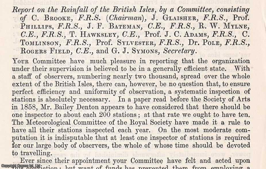 C. Brooke, F.R.S., and others - 1871. The Rainfall in The British Isles. An uncommon original article from The British Association for The Advancement of Science report, 1871.