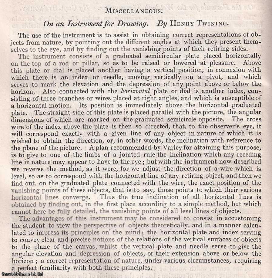 Henry Twining - On an Instrument for Drawing. A rare original article from the British Association for the Advancement of Science report, 1852.