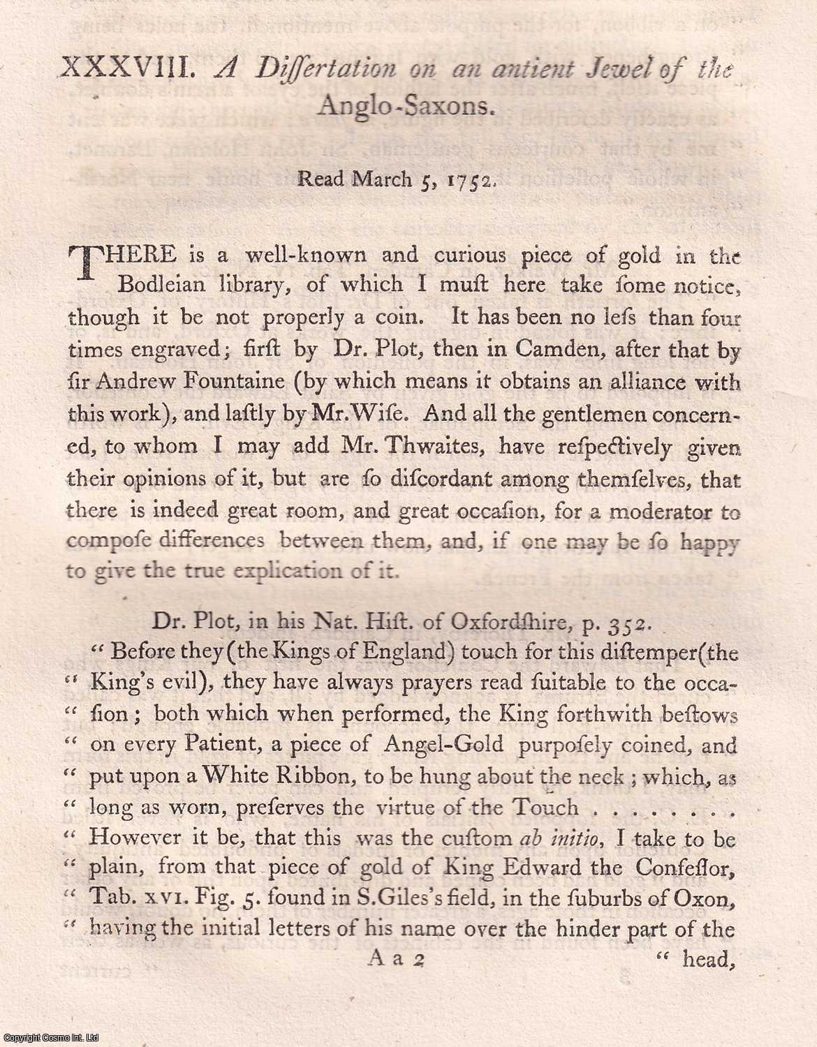 Samuel Pegge - A Dissertation on an ancient Jewel of the Anglo-Saxons. An uncommon original article from the journal Archaeologia, 1770.