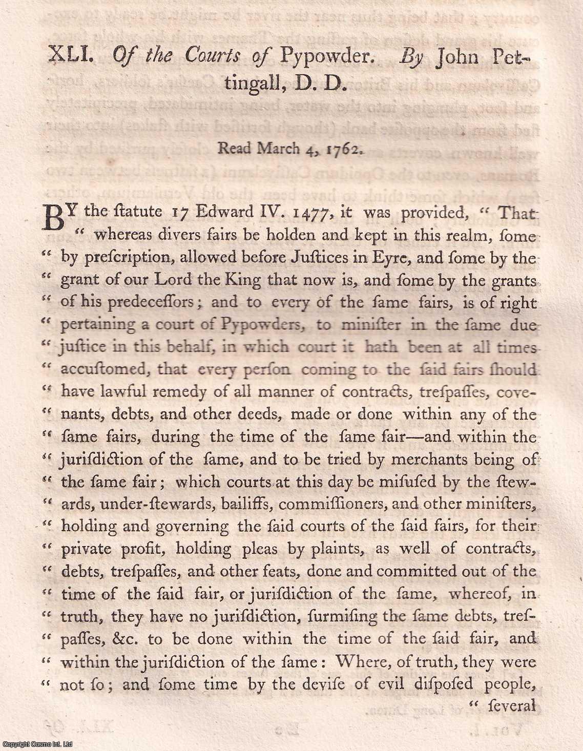 JOHN PETTINGALL, D.D. - Of the Courts of Pypowder. A rare original article from the journal Archaeologia, 1770.