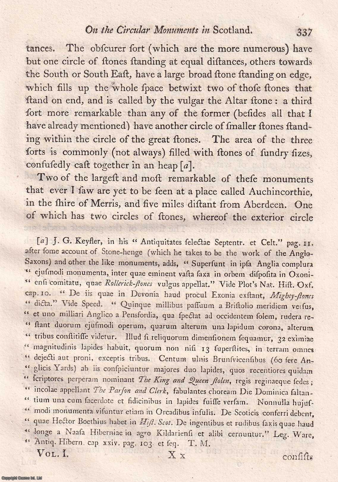 James Garden - On the Circular Stone Monuments in Scotland. An uncommon original article from the journal Archaeologia, 1770.