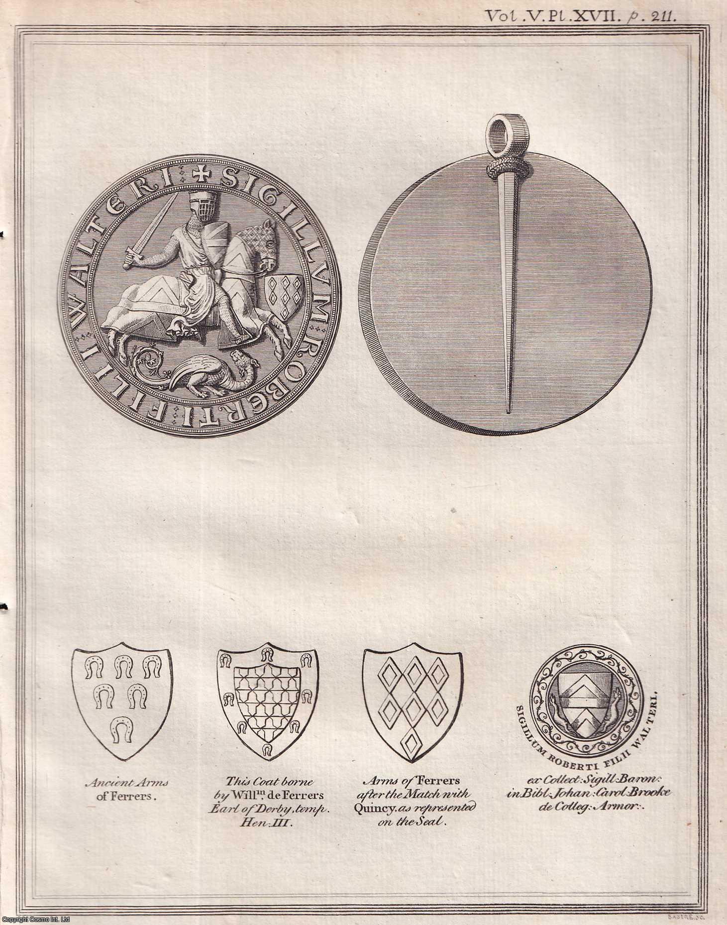 JOHN-CHARLES BROOKE - An Account of an ancient Seal of Robert, Baron Fitz-Walter, produced at the Society of Antiquaries, 30th. January 1777. A rare original article from the journal Archaeologia, 1779.