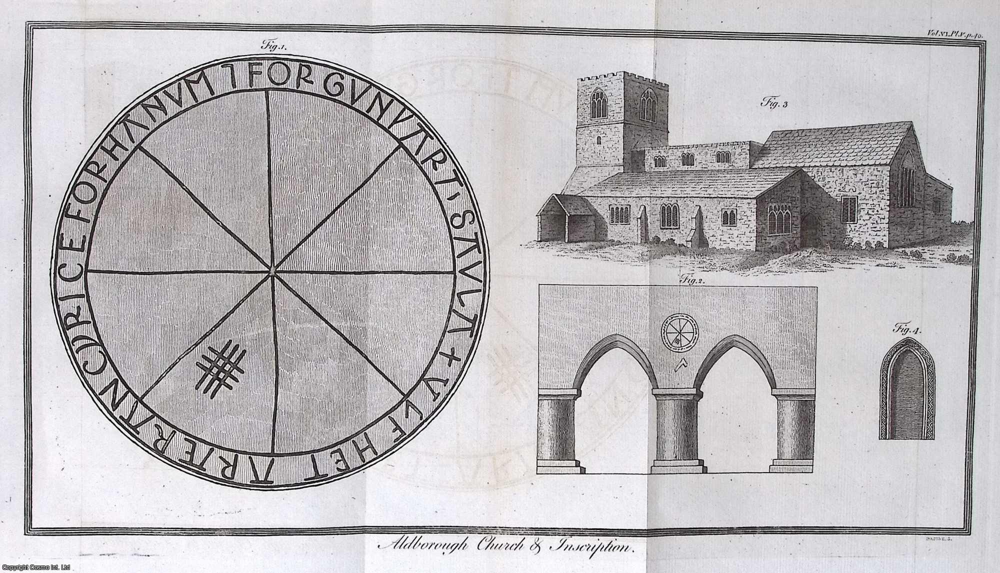 JOHN-CHARLES BROOKE - An Illustration of a Saxon Inscription remaining in the Church of Aldbrough, in Holdernesse, in the East-Riding of the County of York. A rare original article from the journal Archaeologia, 1782.