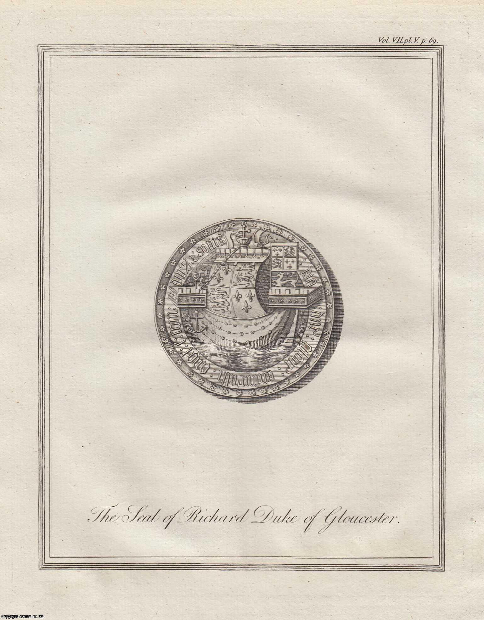 REV. DR. MILLES - Illustration of an unpublished Seal of Richard Duke of Gloucester. A rare original article from the journal Archaeologia, 1785.