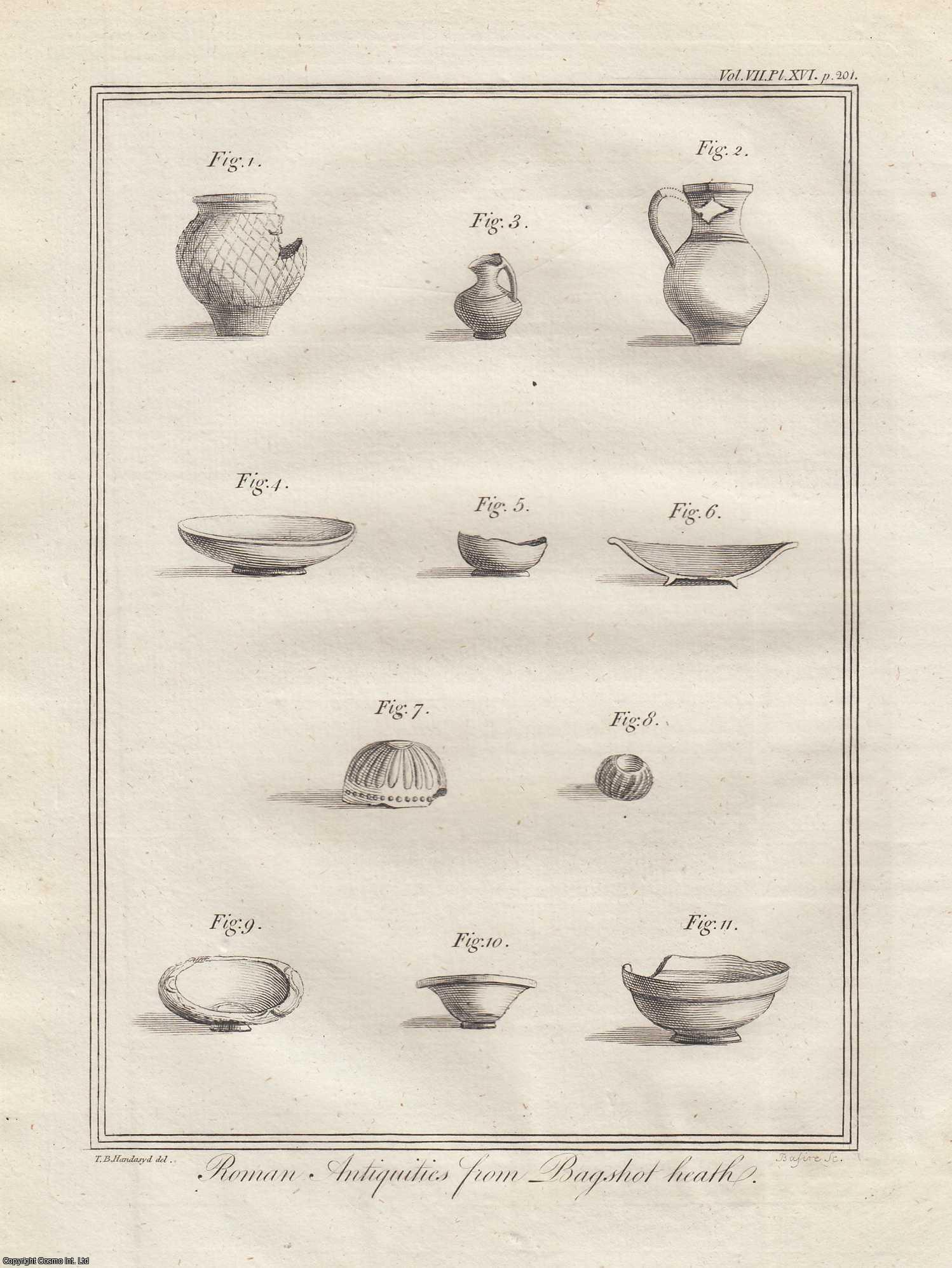 TALBOT BLAYNEY HANDAYSD - Account of Antiquities discovered in the Neighbourhood of Bagshot, in July 1783. A rare original article from the journal Archaeologia, 1785.