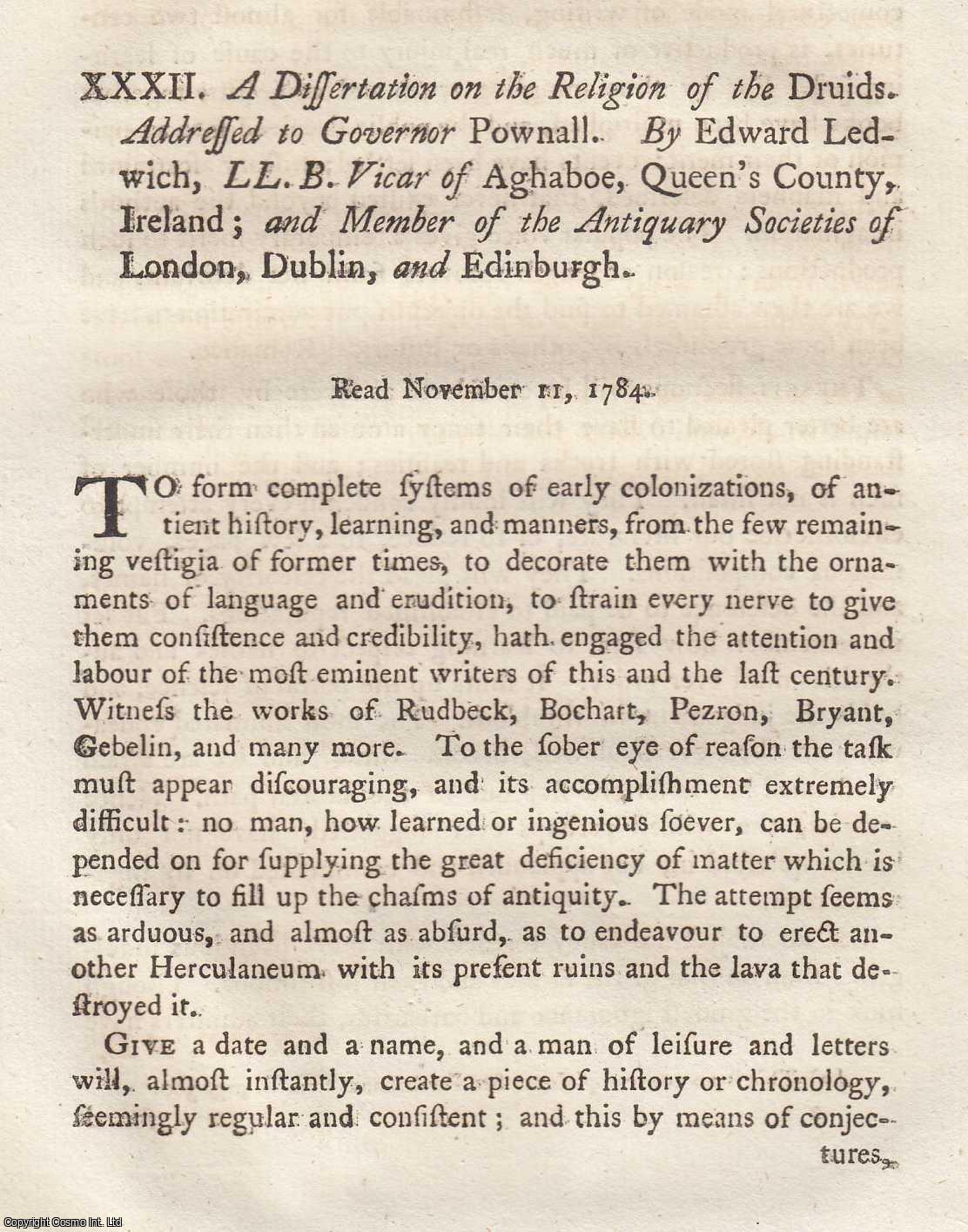EDWARD LEDWICH, LL.B. - A Dissertation on the Religion of the Druids. A rare original article from the journal Archaeologia, 1785.