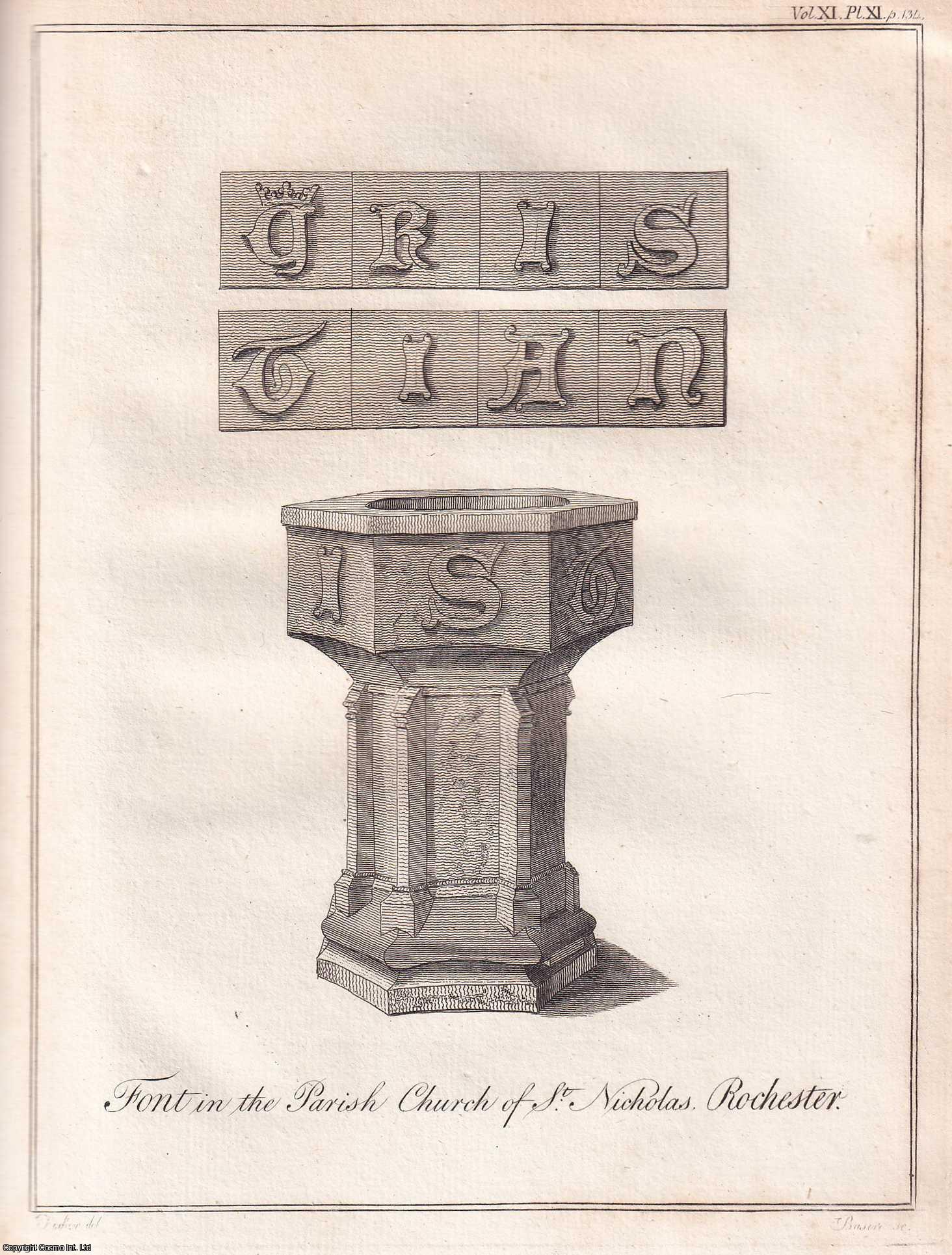 REV. SAMUEL. DENNE, F.S.A. - Evidence of a Lavatory, appertaining to the Benedictine Priory of Canterbury Cathedral; and Observations on Fonts. A rare original article from the journal Archaeologia, 1794.