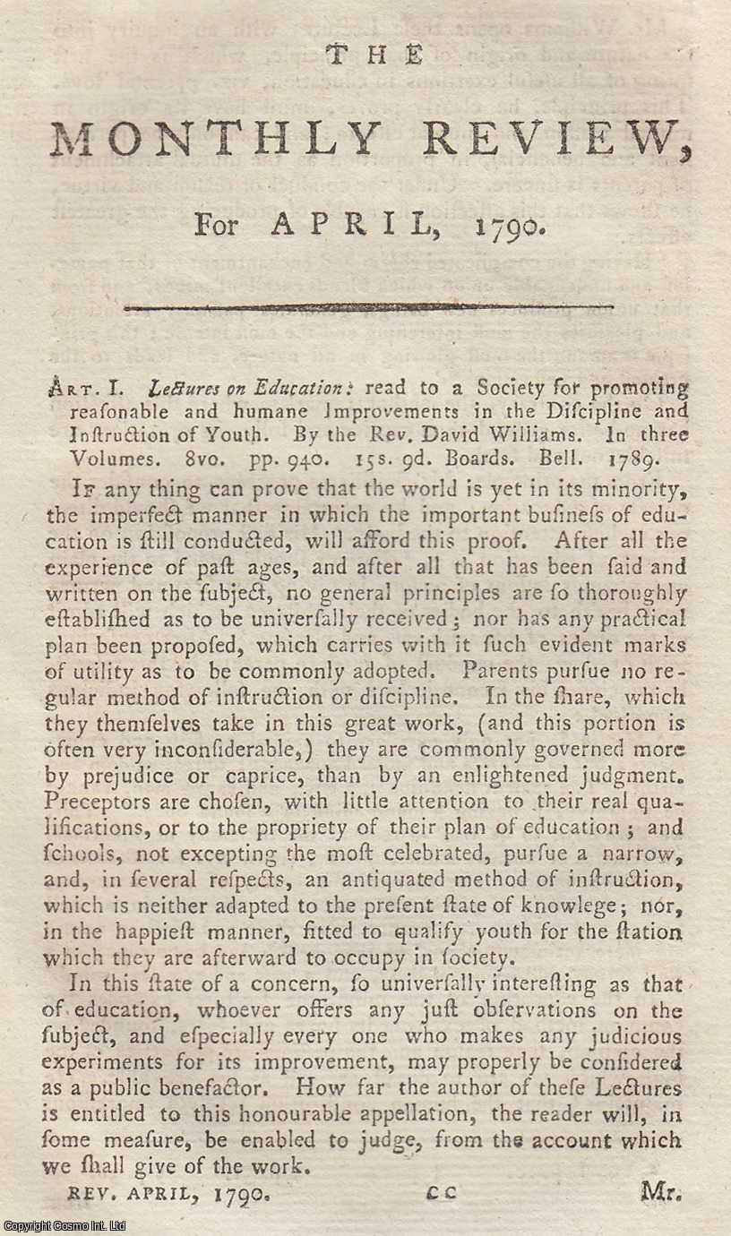 Author Not Stated - Lectures on Education. An original article from the Monthly Review; or, Literary Journal, 1790.