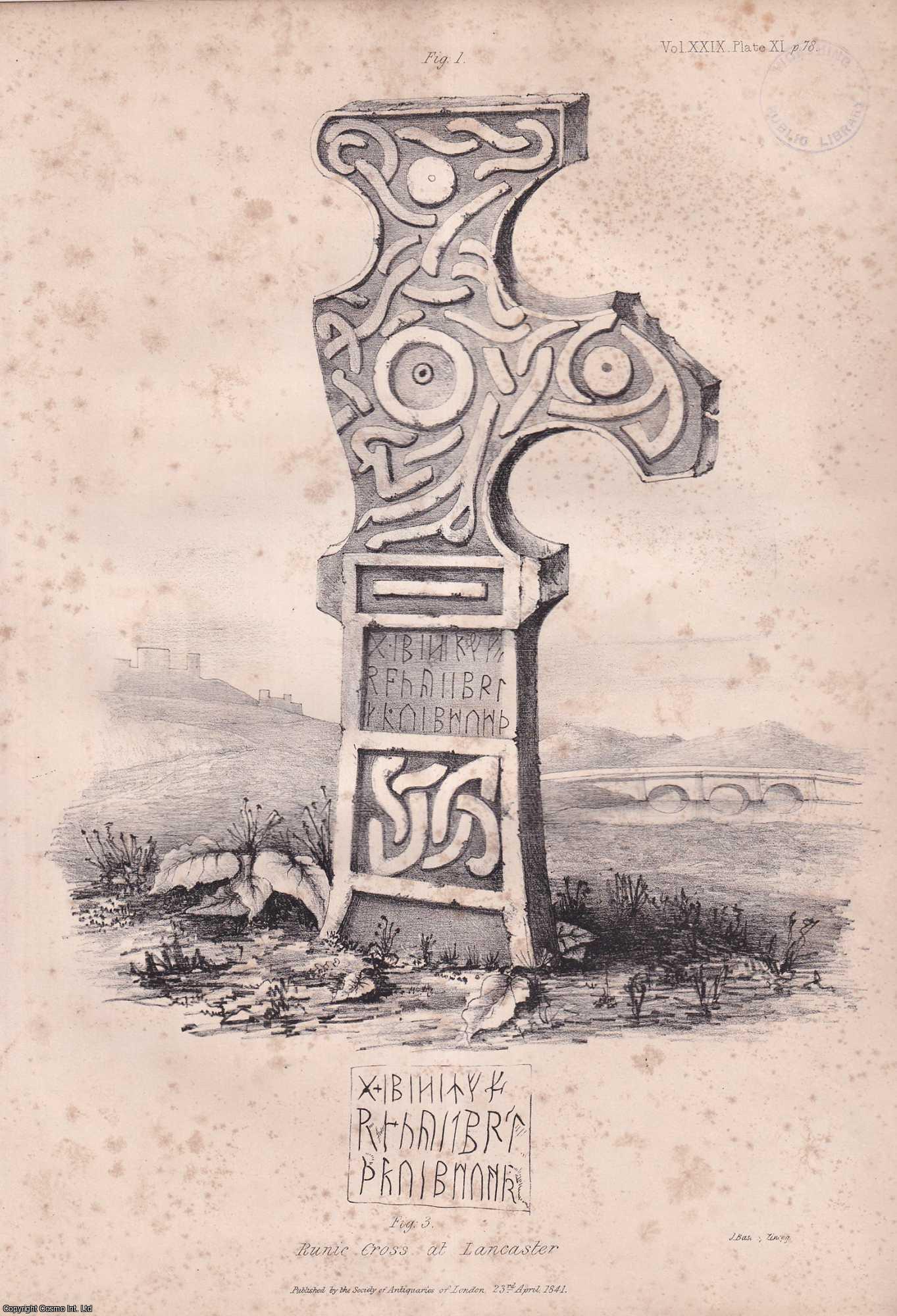 John Mitchell Kemble, Esq. - Further Notes on the Runic Cross at Lancaster. An uncommon original article from the journal Archaeologia, 1842.