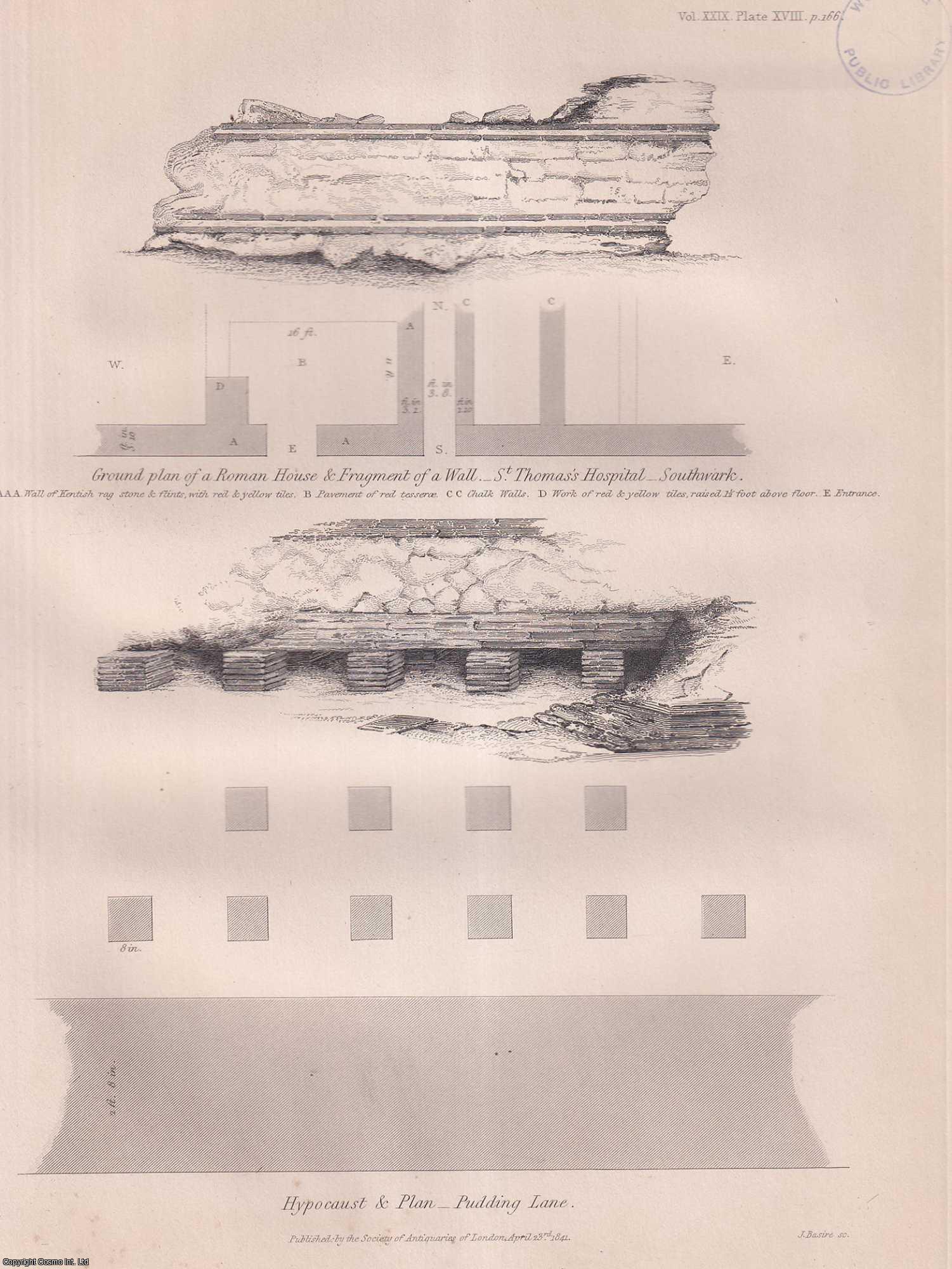 Charles Roach Smith, Esq., F.S.A. - Observations on Roman Remains recently found in London. An uncommon original article from the journal Archaeologia, 1842.