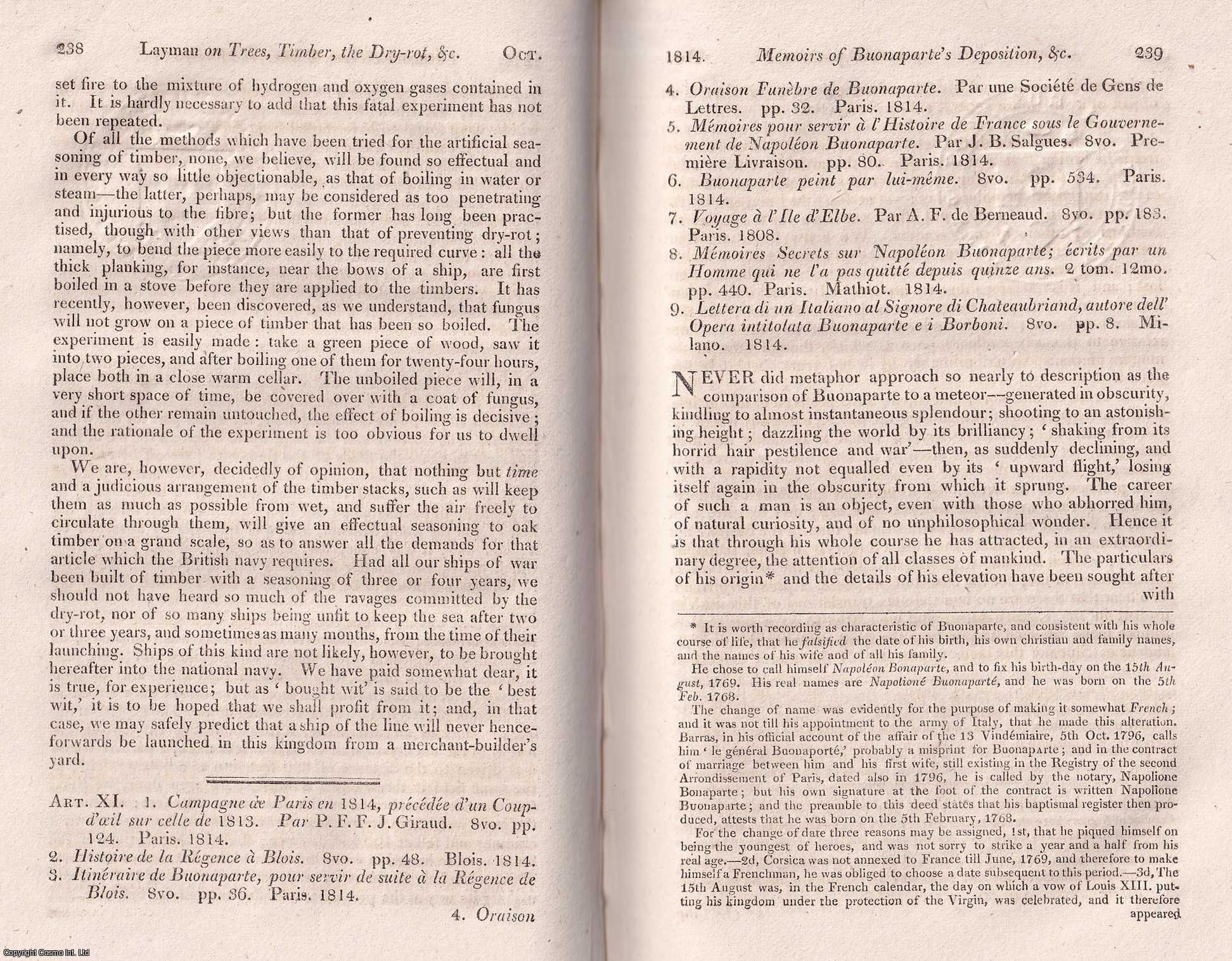 John Wilson Croker - Memoirs of Buonaparte's Deposition, etc. An uncommon original article from The Quarterly Review, 1814.