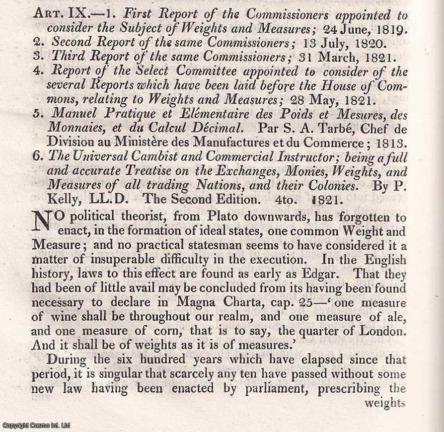 M. Fletcher - State of Weights and Measures. The British and French standards, etc. An uncommon original article from The Quarterly Review, 1822.