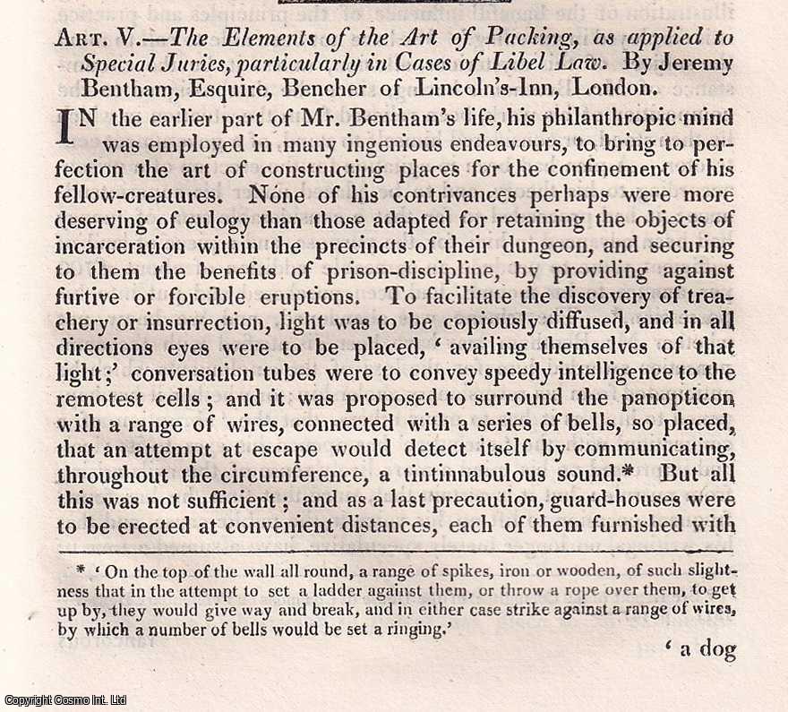 The Quarterly Review - Jeremy Bentham On the Art of Packing Juries. An uncommon original article from The Quarterly Review, 1822.