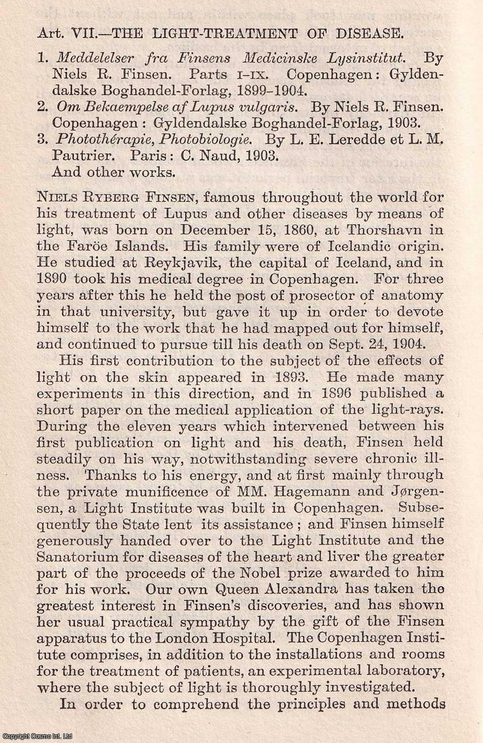 PERNET, GEORGE - The Light-Treatment of Disease. A rare original article from the Quarterly Review, 1906.