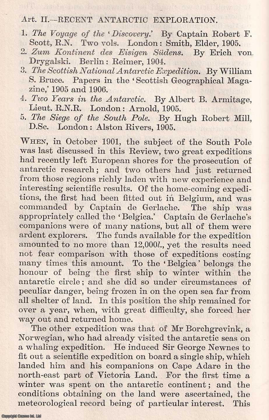 --- - Recent Antarctic Exploration. A rare original article from the Quarterly Review, 1906.