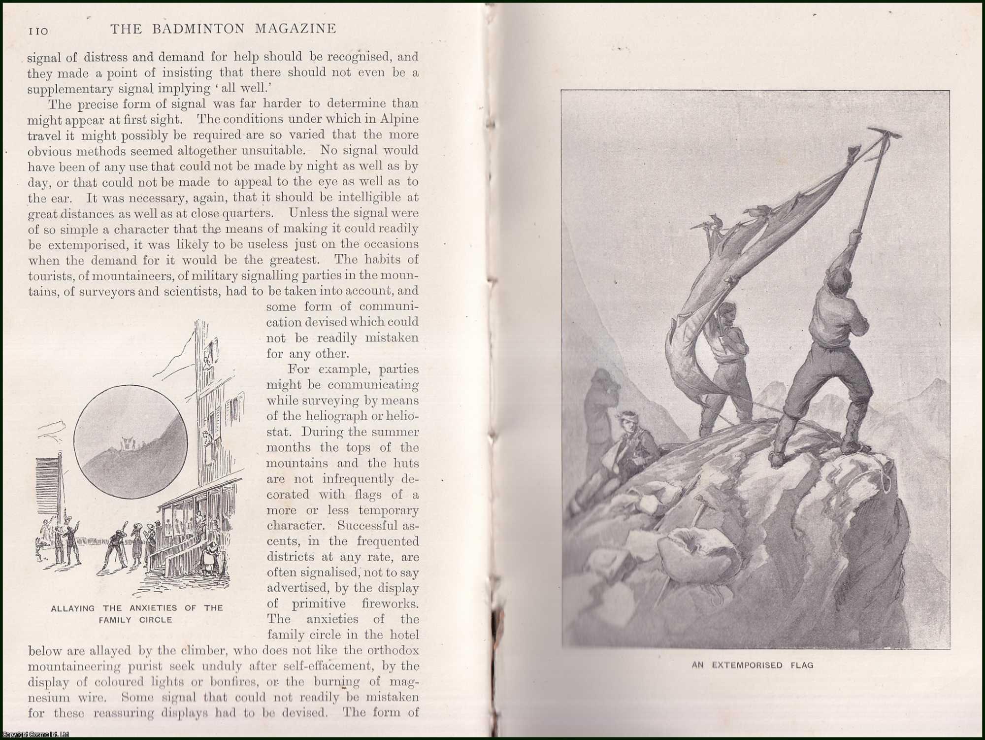 C. T. Dent. - The Alpine Distress Signal Scheme. (Mountaineering). An uncommon original article from the Badminton Magazine, 1895.