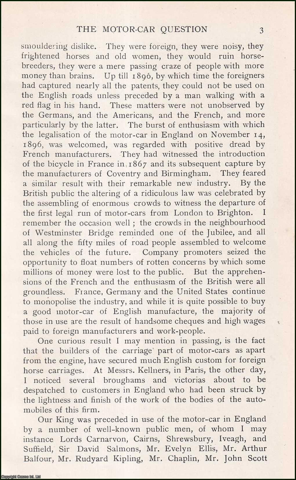 ALFRED C. HARMSWORTH. - Master of Their Arts. The Motor Car Question. A rare original article from the Badminton Magazine, 1902.