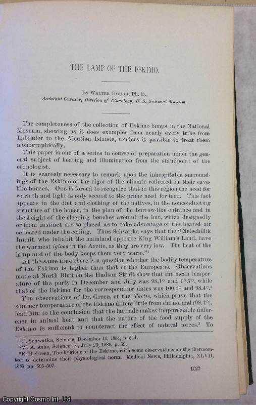 HOUGH, WALTER - The Lamp of the Eskimos. An original article from the Report of the Smithsonian Institution, 1898.