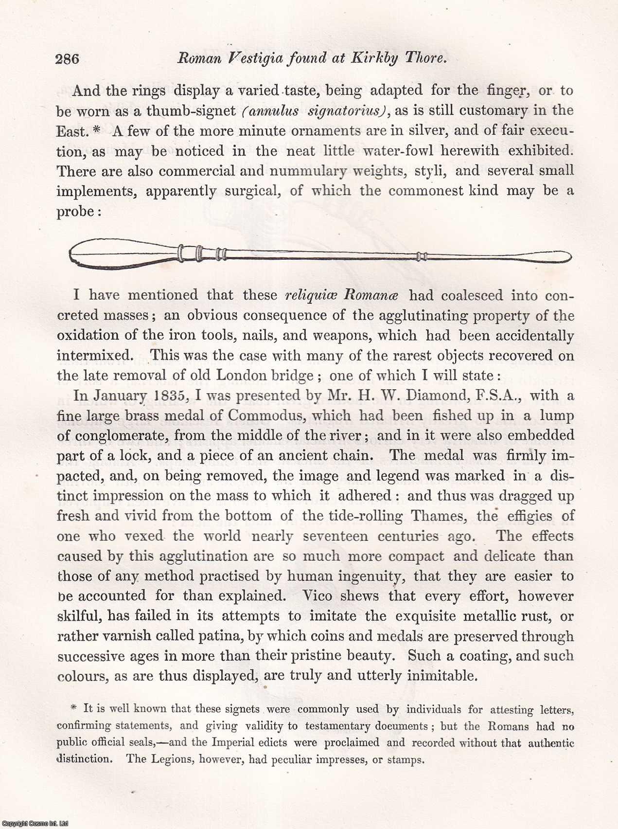 Captain W.H. Smyth, R.N., K.S.F., D.C.L. - On some Roman Vestigia recently found at Kirkby Thore, in Westmoreland. An uncommon original article from the journal Archaeologia, 1846.