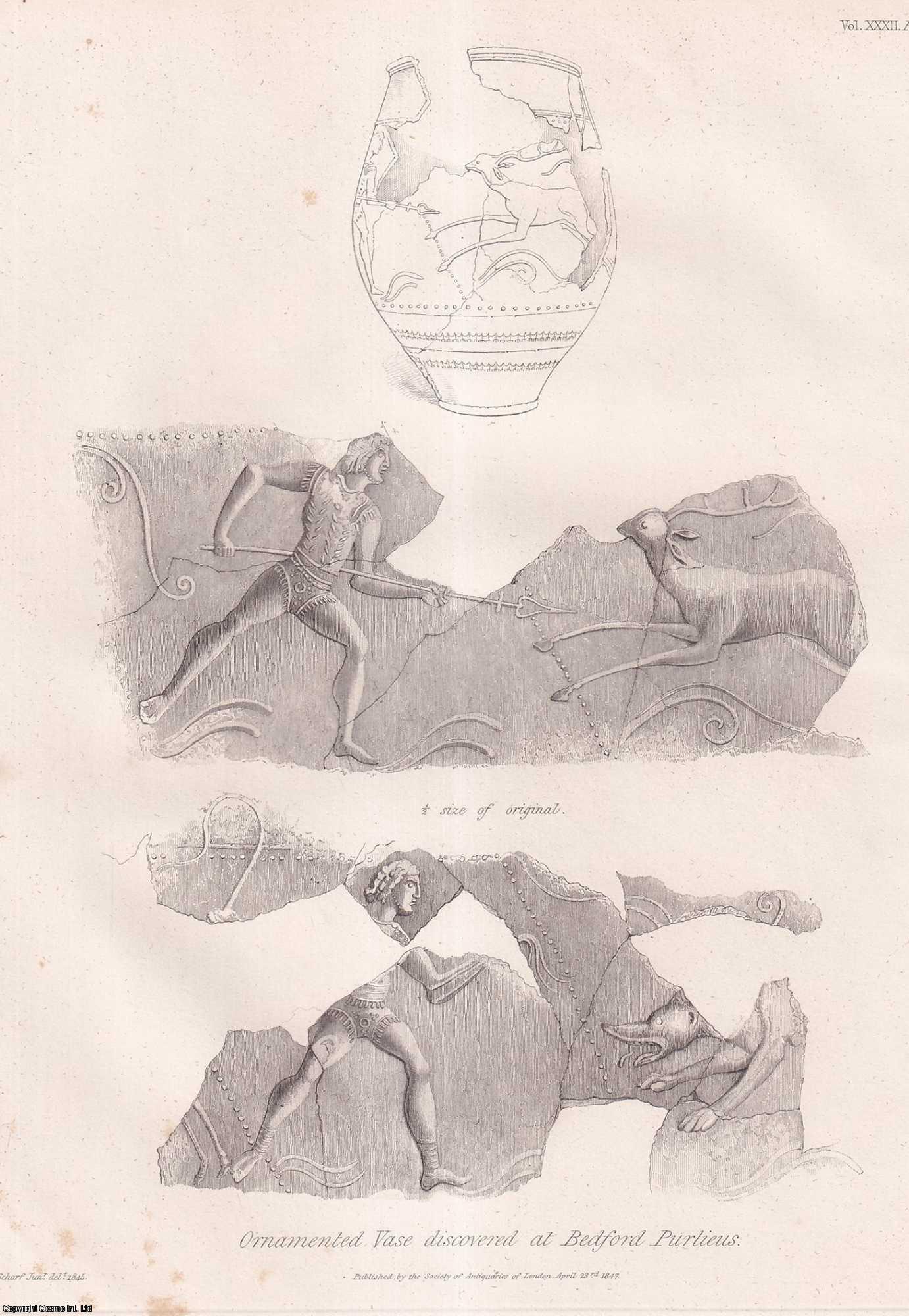 REV. CHARLES HENRY HARTSHORNE, M.A. - Description of a Statue of Minerva Custos, and other Roman Antiquities, recently discovered on the estate of the Duke of Bedford, at Sibson and Bedford Purlieus, in the county of Northampton. A rare original article from the journal Archaeologia, 1847.