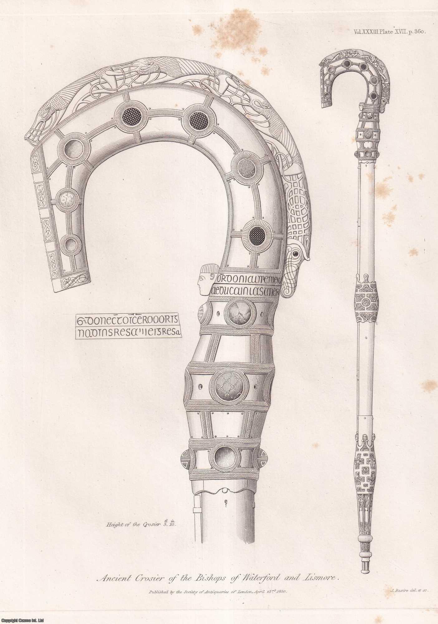 J. Payne Collier - Note on the ancient Crosier of the Bishops of Waterford and Lismore, the property of the Duke of Devonshire. An uncommon original article from the journal Archaeologia, 1849.