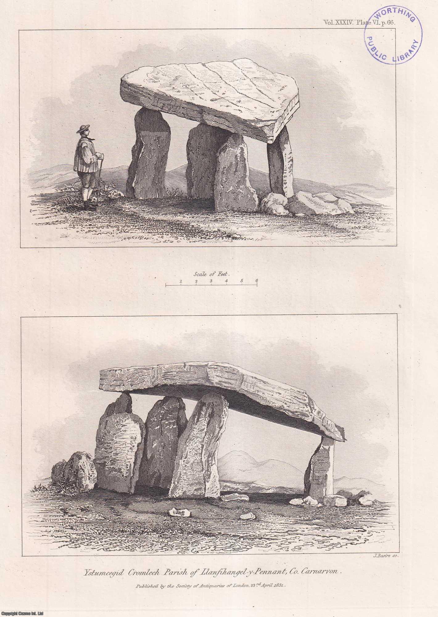 NATHANIEL NEAL SOLLY, ESQ. - Account of Ystumcegid Cromlech, in the parish of Llanfihangel-y-Pennant, county of Carnarvon. A rare original article from the journal Archaeologia, 1852.