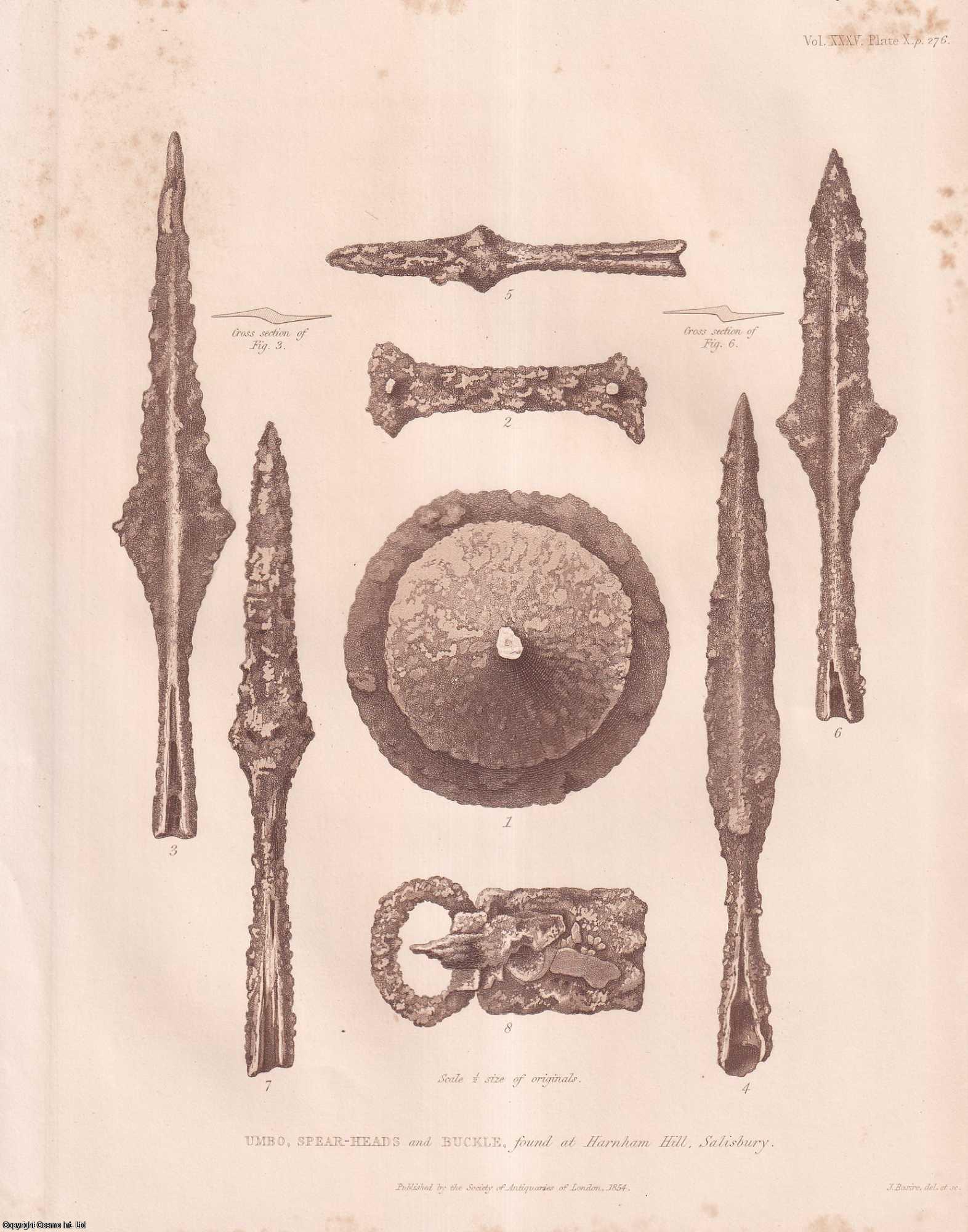 JOHN YONGE AKERMAN, ESQ. - An Account of Excavations in an Anglo-Saxon Burial Ground at Harnham Hill, near Salisbury A rare original article from the journal Archaeologia, 1853.