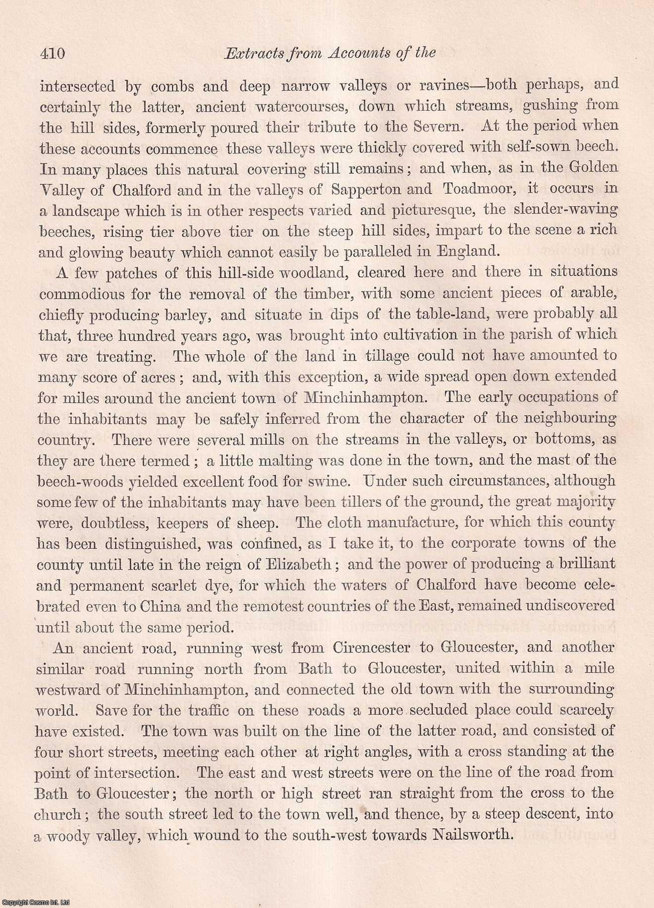 John Bruce, Esq. - Extracts from Accounts of the Churchwardens of Minchinhampton, in the County of Gloucestershire, with Observations thereon. An uncommon original article from the journal Archaeologia, 1853.