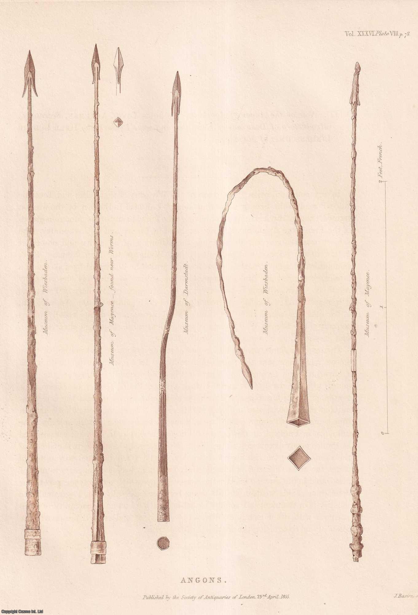 JOHN YONGE AKERMAN, ESQ., F.S.A. - Note on the Angon of Agathias. A rare original article from the journal Archaeologia, 1855.